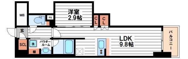 コンフォリア・リヴ博労町一丁目Q(1LDK/5階)の間取り写真