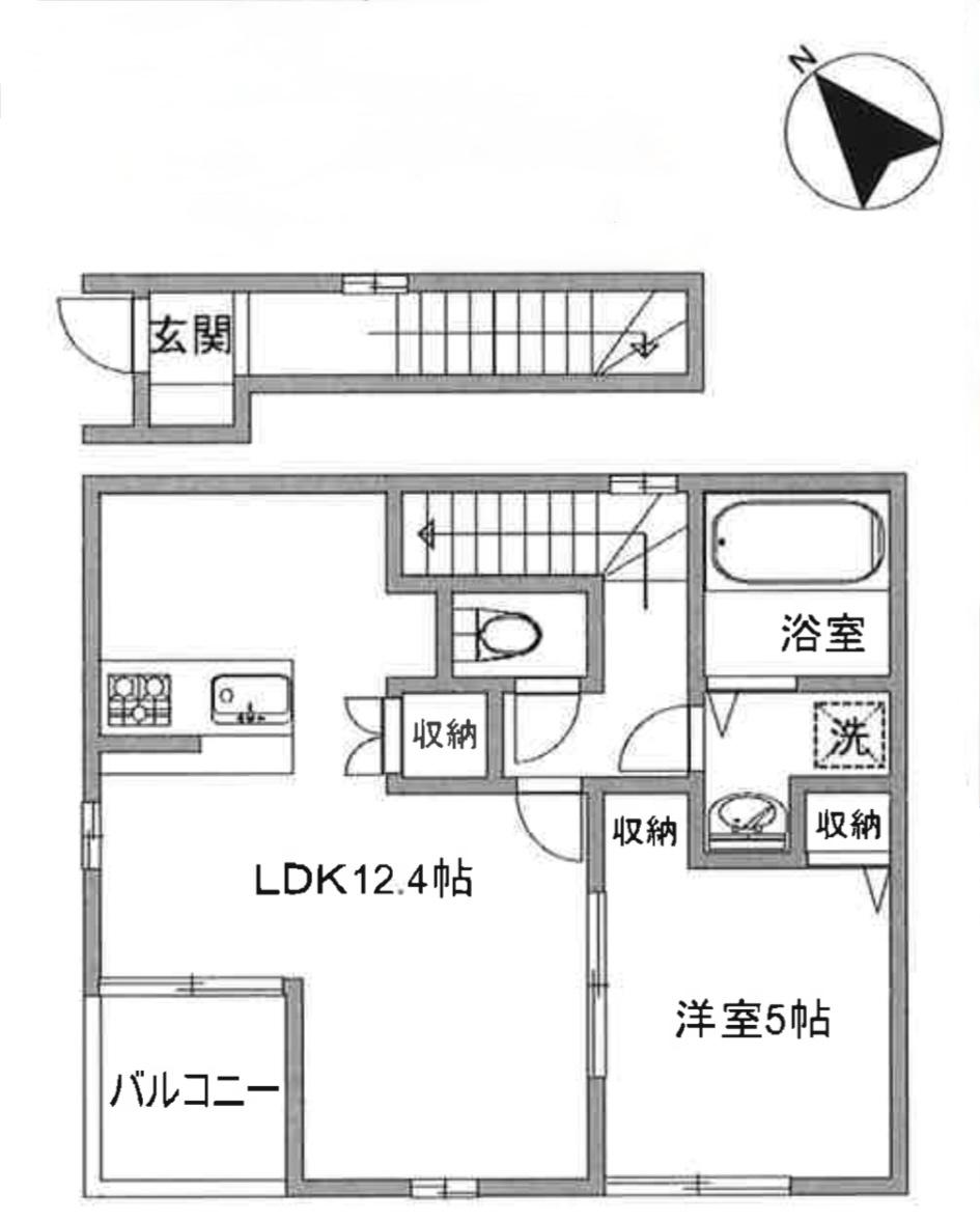 サニーサイドテラス(1LDK/2階)の間取り写真