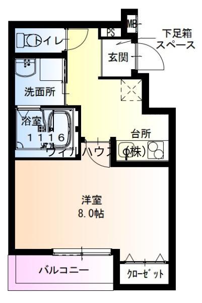 フジパレス百舌鳥駅南2番館(1K/1階)の間取り写真