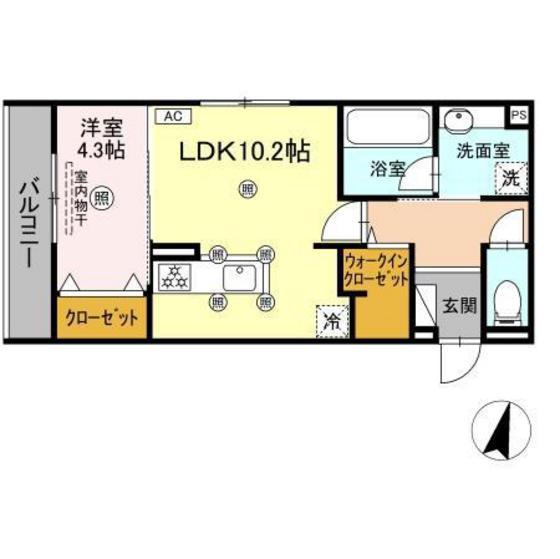 フィオーレ(1LDK/2階)の間取り写真