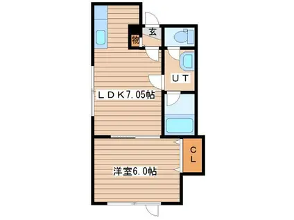 パルテール発寒(1DK/2階)の間取り写真