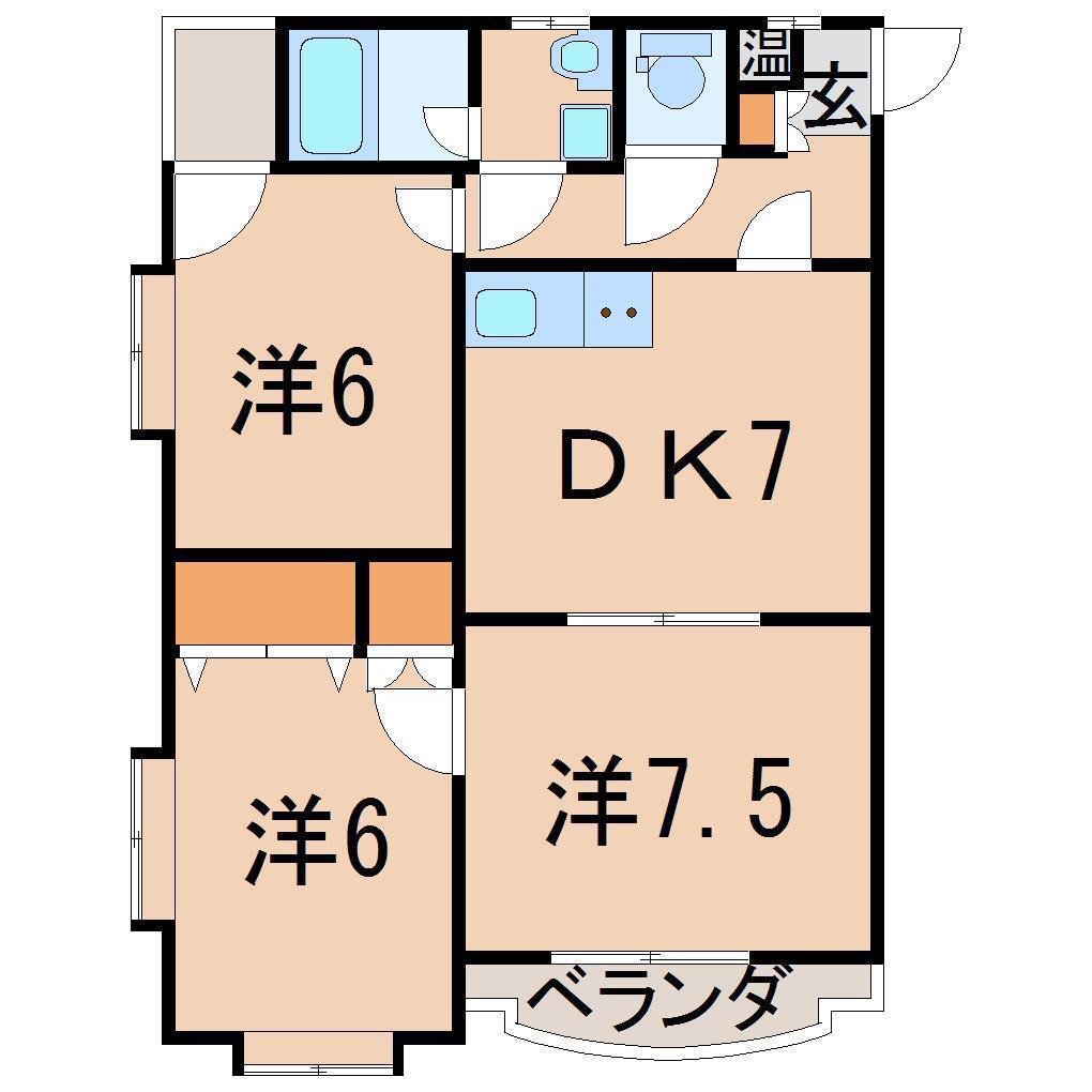 ピュアクレール清明町(3DK/2階)の間取り写真
