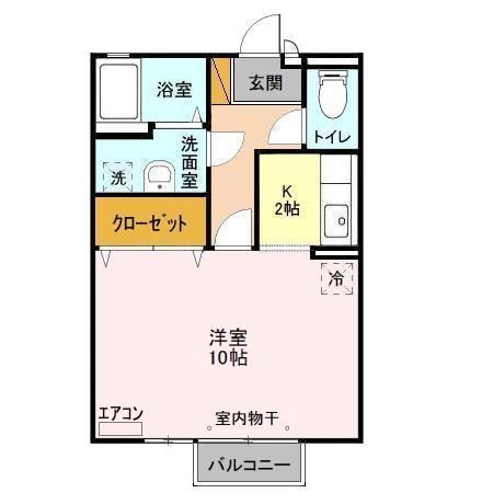 レグルス・レジデンスⅡ(1K/2階)の間取り写真
