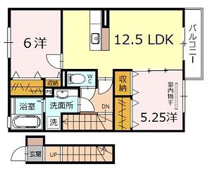 クレエルK C(2LDK/2階)の間取り写真
