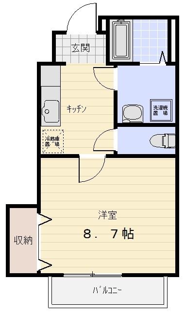 近鉄名古屋線 南が丘駅 徒歩18分 2階建 築21年(1K/1階)の間取り写真