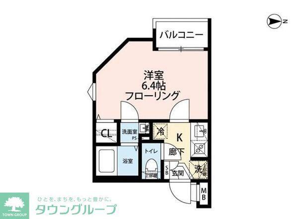 グランクオール蕨(1K/2階)の間取り写真