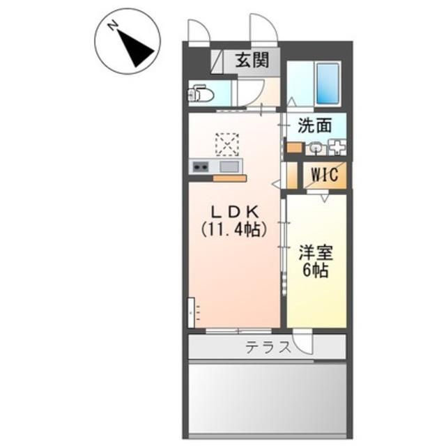 泉大津市千原町アパート(1LDK/1階)の間取り写真