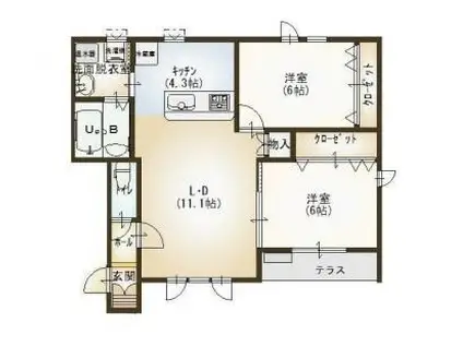 ＪＲ根室本線 帯広駅 車で13分 2階建 築13年(2LDK/2階)の間取り写真