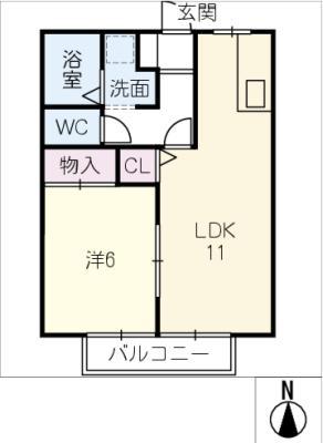 サンクレシェ(1LDK/2階)の間取り写真
