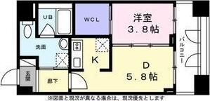 KDX千早レジデンス(1DK/7階)の間取り写真