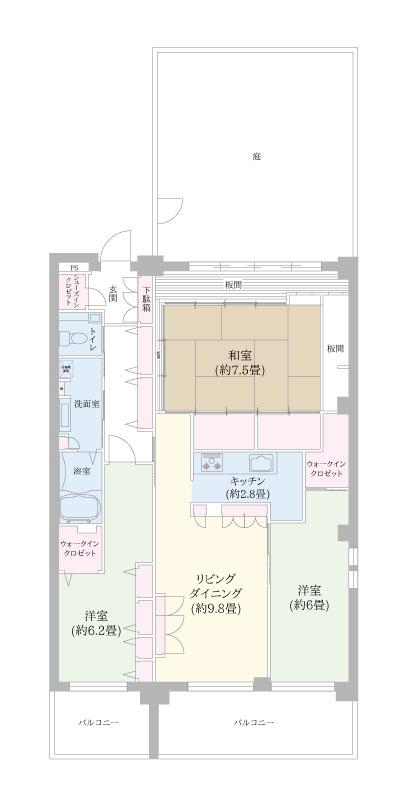 ルイシャトレ尾久(3LDK/2階)の間取り写真