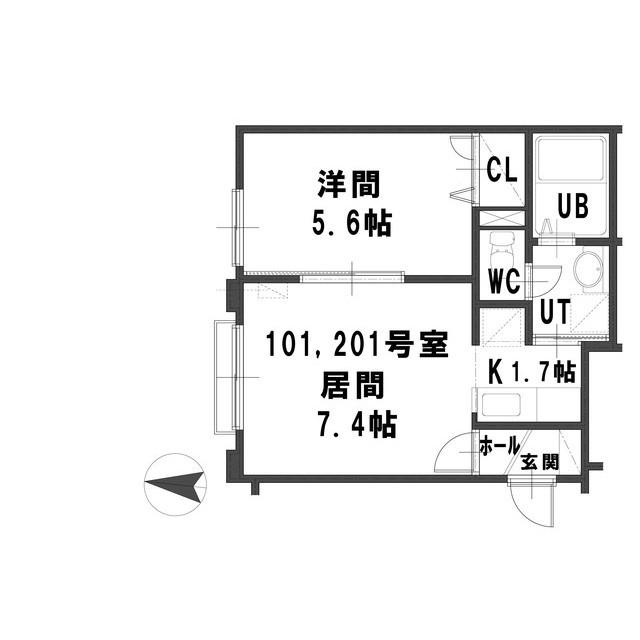ルミエール発寒南A(1LDK/1階)の間取り写真