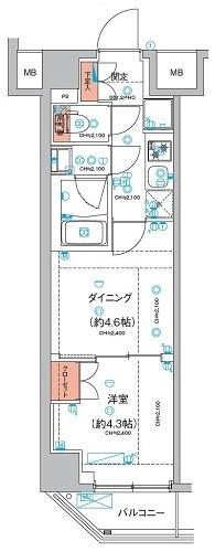 ハーモニーレジデンス東京羽田スカイブリッジ(2K/5階)の間取り写真