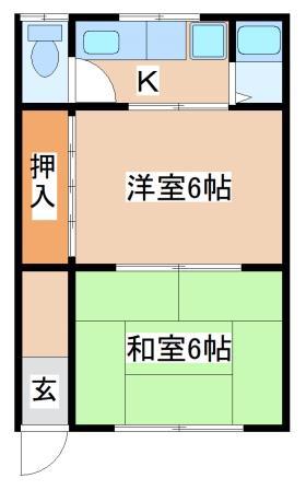 板宿ハイツ(2K/2階)の間取り写真