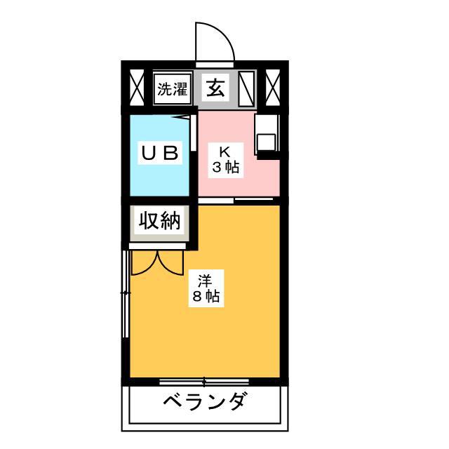 プリムローズY(1K/2階)の間取り写真