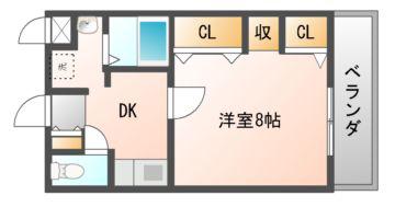 ボワリジェールOKA(1DK/1階)の間取り写真
