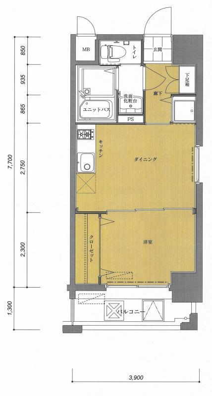 ネストピア箱崎駅前(1DK/5階)の間取り写真