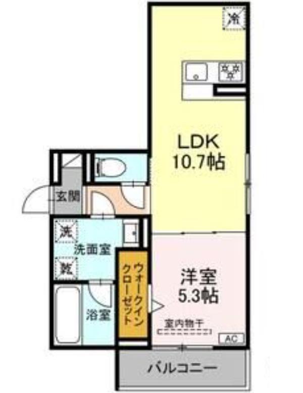 ノクターン内山(1LDK/2階)の間取り写真