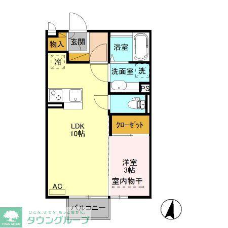 ヴィラージュレヨンB(1LDK/2階)の間取り写真