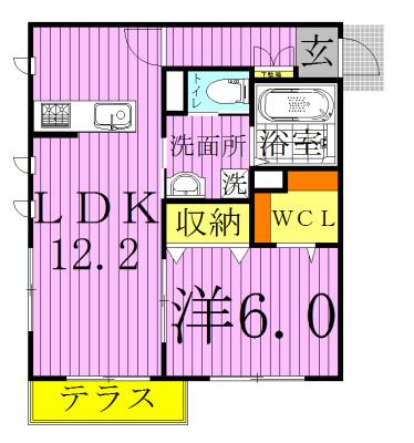 PLUSLIN GARDENプラスリン ガーデン(1LDK/2階)の間取り写真