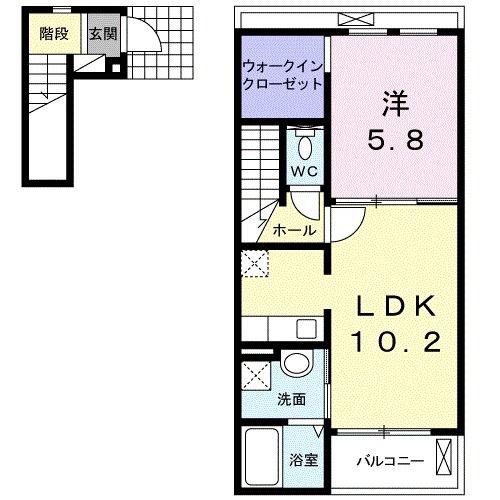 グランドF・LOGIE(1LDK/2階)の間取り写真