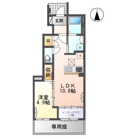 名鉄名古屋本線 石刀駅 徒歩30分 2階建 新築(1LDK/1階)の間取り写真