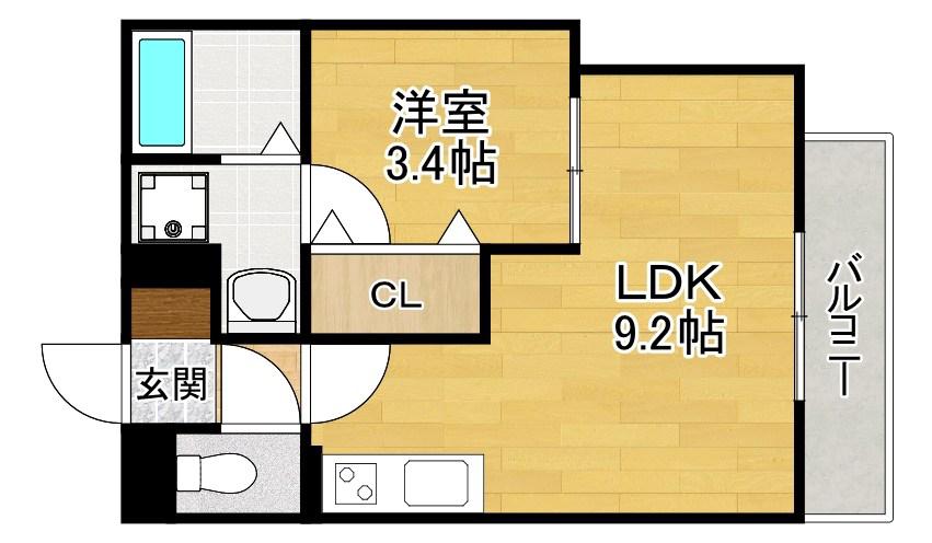 RETERASU光善寺(1LDK/1階)の間取り写真