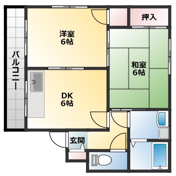 コーポ長瀬(2DK/3階)の間取り写真