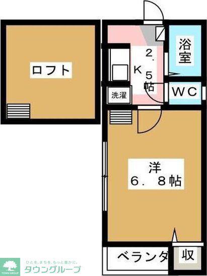 アナハイム(1K/2階)の間取り写真