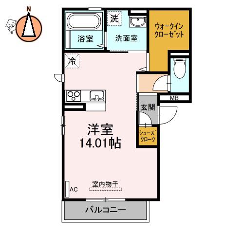 ルクール福島(ワンルーム/1階)の間取り写真