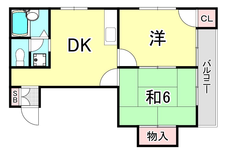 菊水ハイツ(2DK/1階)の間取り写真