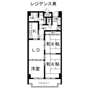 レジデンス泉(3LDK/4階)の間取り写真