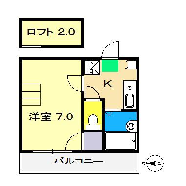 JOIN・KS(1K/2階)の間取り写真