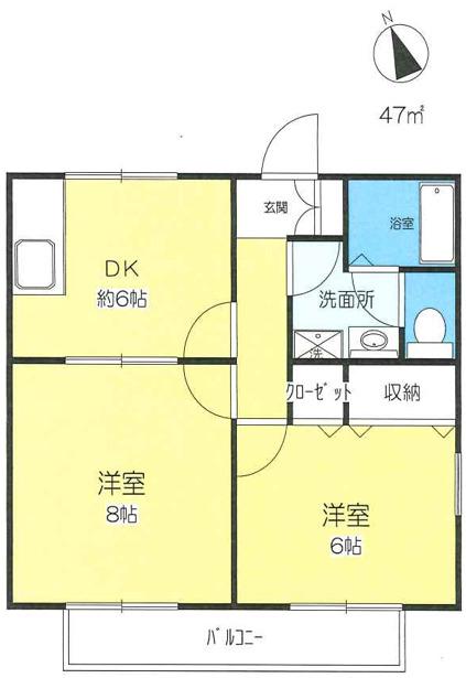 エムヤマグチ(2DK/1階)の間取り写真