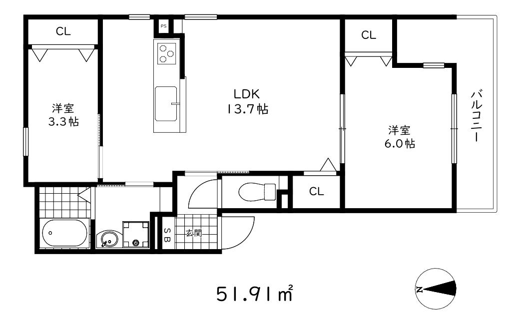 リブレメゾン住吉1(2LDK/3階)の間取り写真