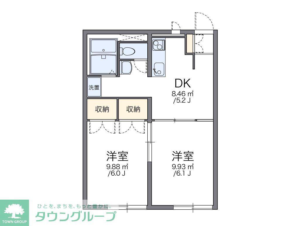 レオパレスMINAMI HANYUII(2DK/2階)の間取り写真