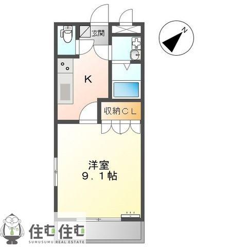 バンブーリア(1K/1階)の間取り写真