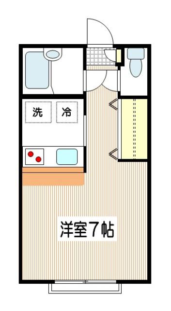 小田急線 狛江駅 徒歩10分 2階建 築35年(1K/1階)の間取り写真