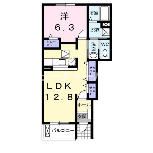 レジデンスKI(1LDK/1階)の間取り写真