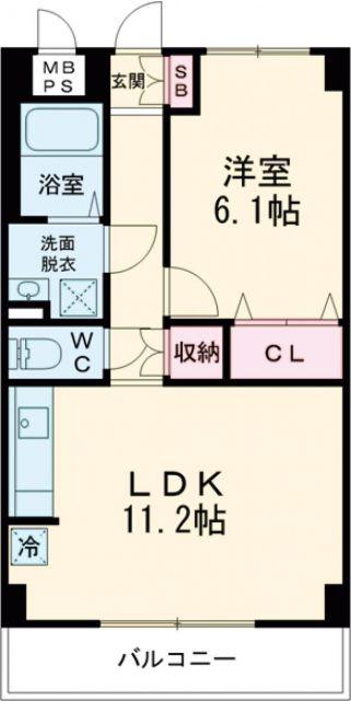 アルカディアKJ(1LDK/4階)の間取り写真