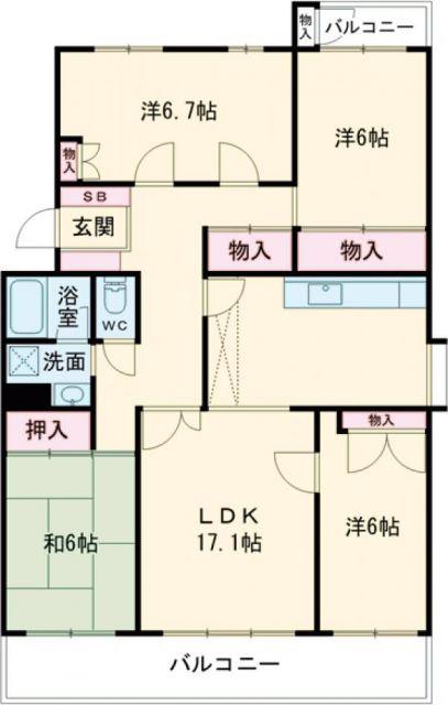鈴蘭泉台第一1号棟(4LDK/3階)の間取り写真