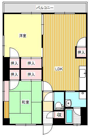 グランカーサ清蘭(2LDK/4階)の間取り写真