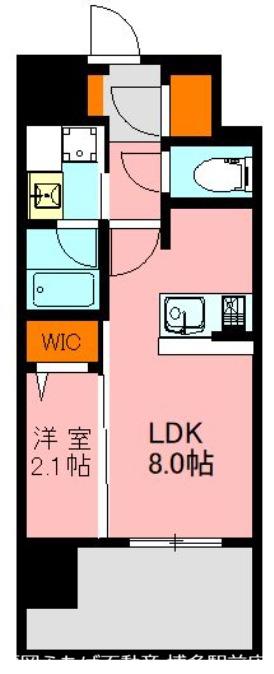 デュ・レジア博多レジデンス(1LDK/2階)の間取り写真