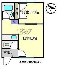 黄金ハイツI(1LDK/1階)の間取り写真