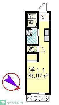 カーサアレグリア(ワンルーム/2階)の間取り写真