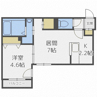 ASSO LUSSO ASABU(1LDK/2階)の間取り写真