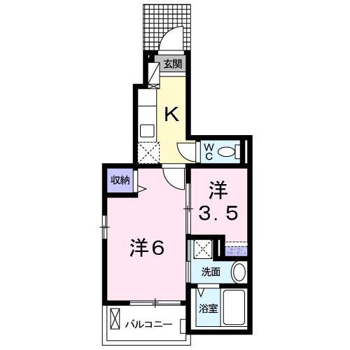 ディア コート 中津(1SK/1階)の間取り写真