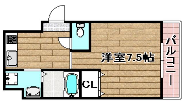 KUROSEマンション(1K/2階)の間取り写真