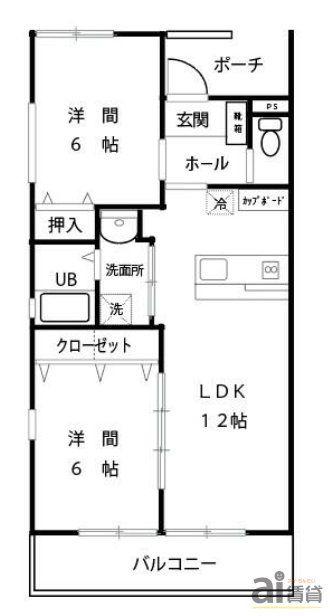 グランドヒルズ(2LDK/2階)の間取り写真