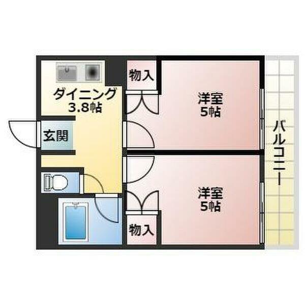 ハイム戸部(2DK/3階)の間取り写真